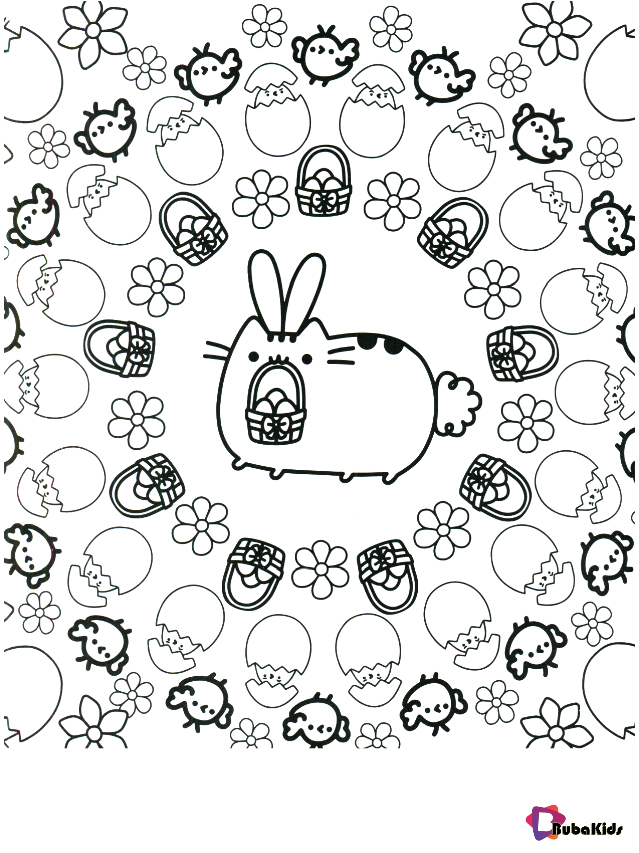 Pusheen printable easter coloring pages for kids Wallpaper