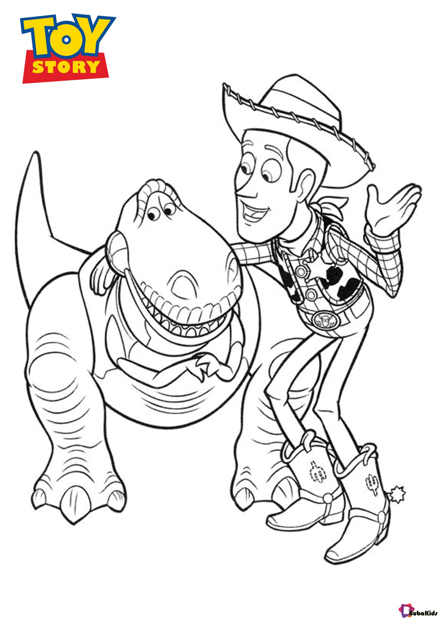Sheriff Woody and Rex Toy Story characters coloring pages Wallpaper