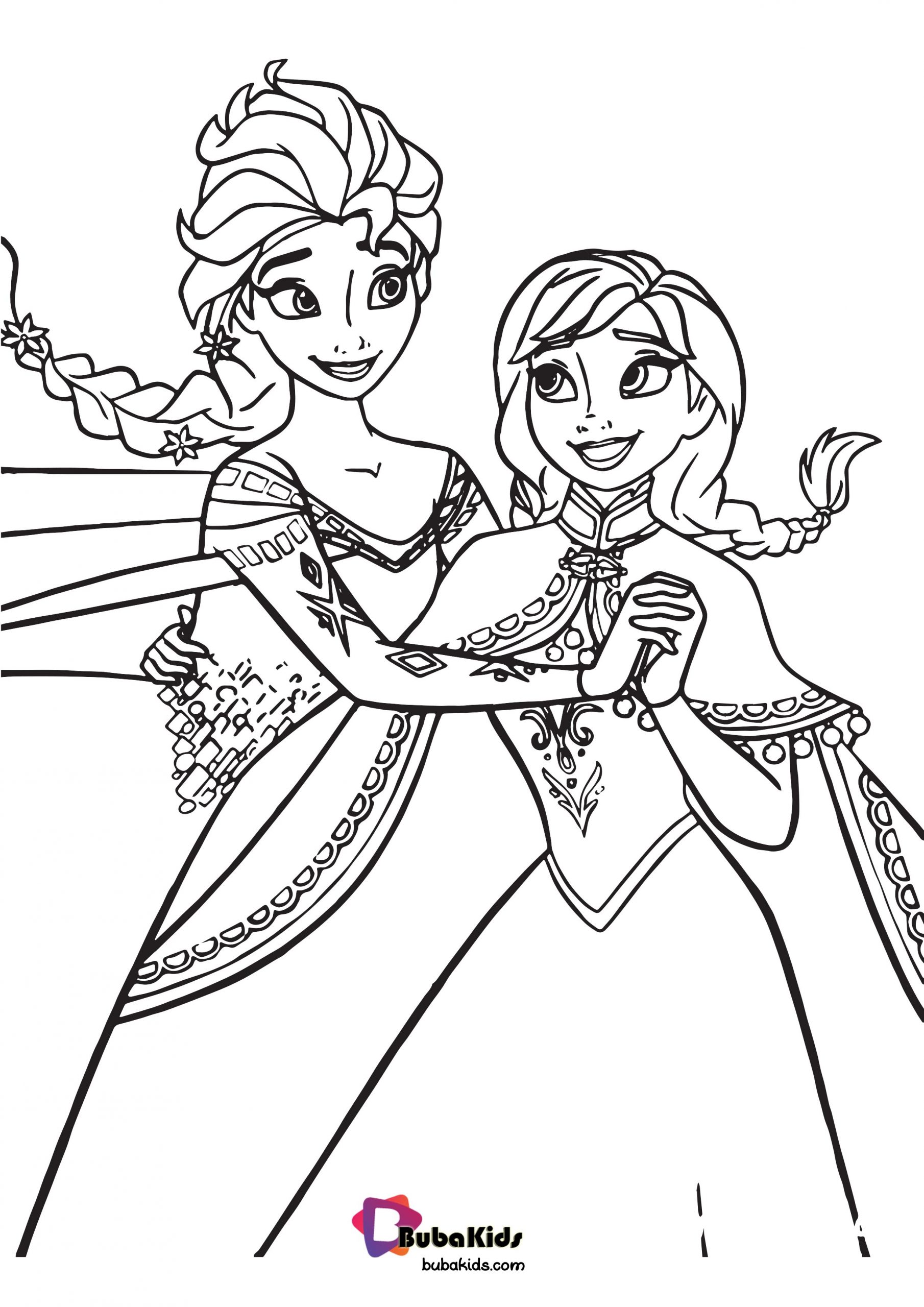 Anna and Elsa Coloring Page Wallpaper