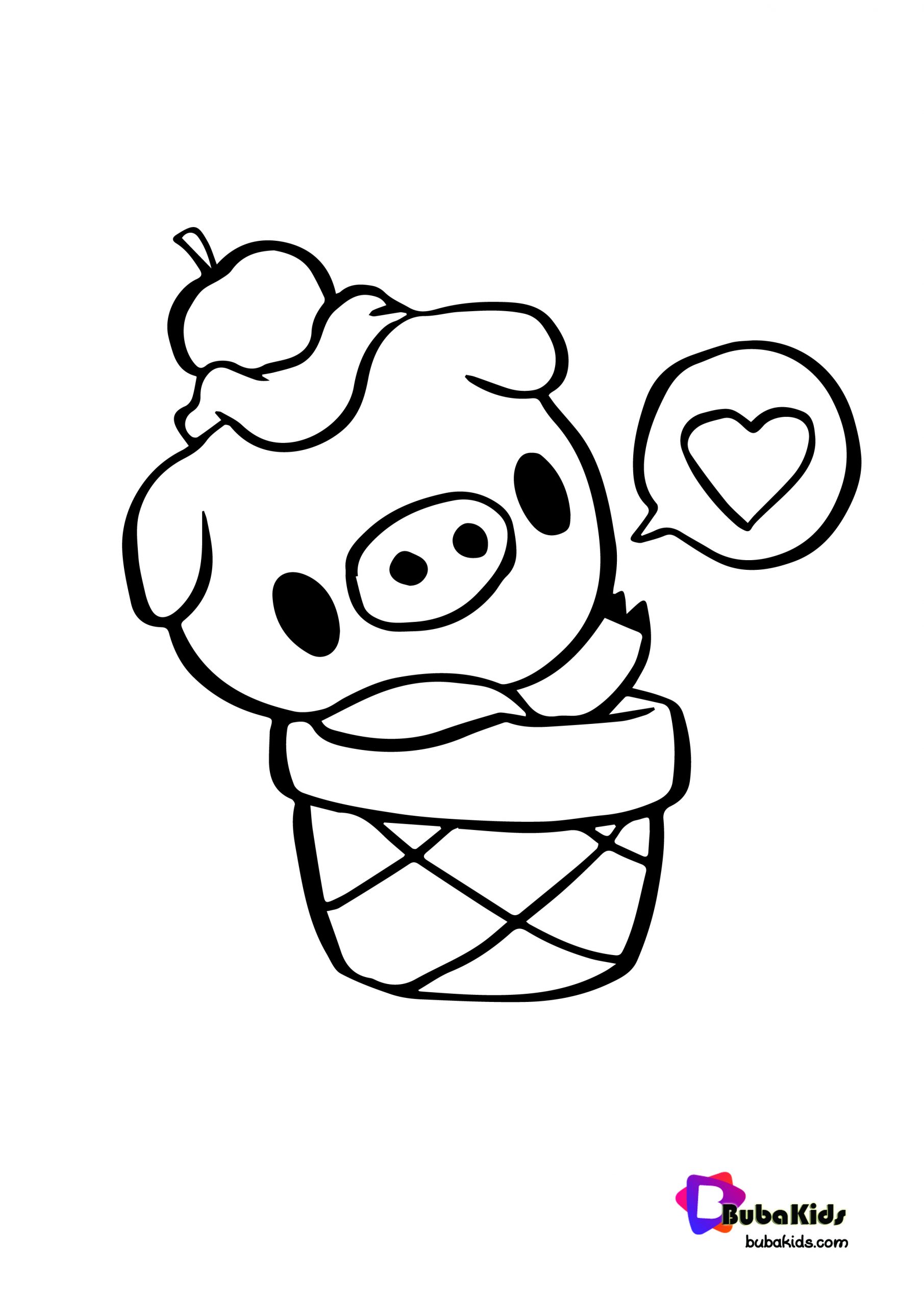 Cute Pigo The Pig Coloring Page Wallpaper