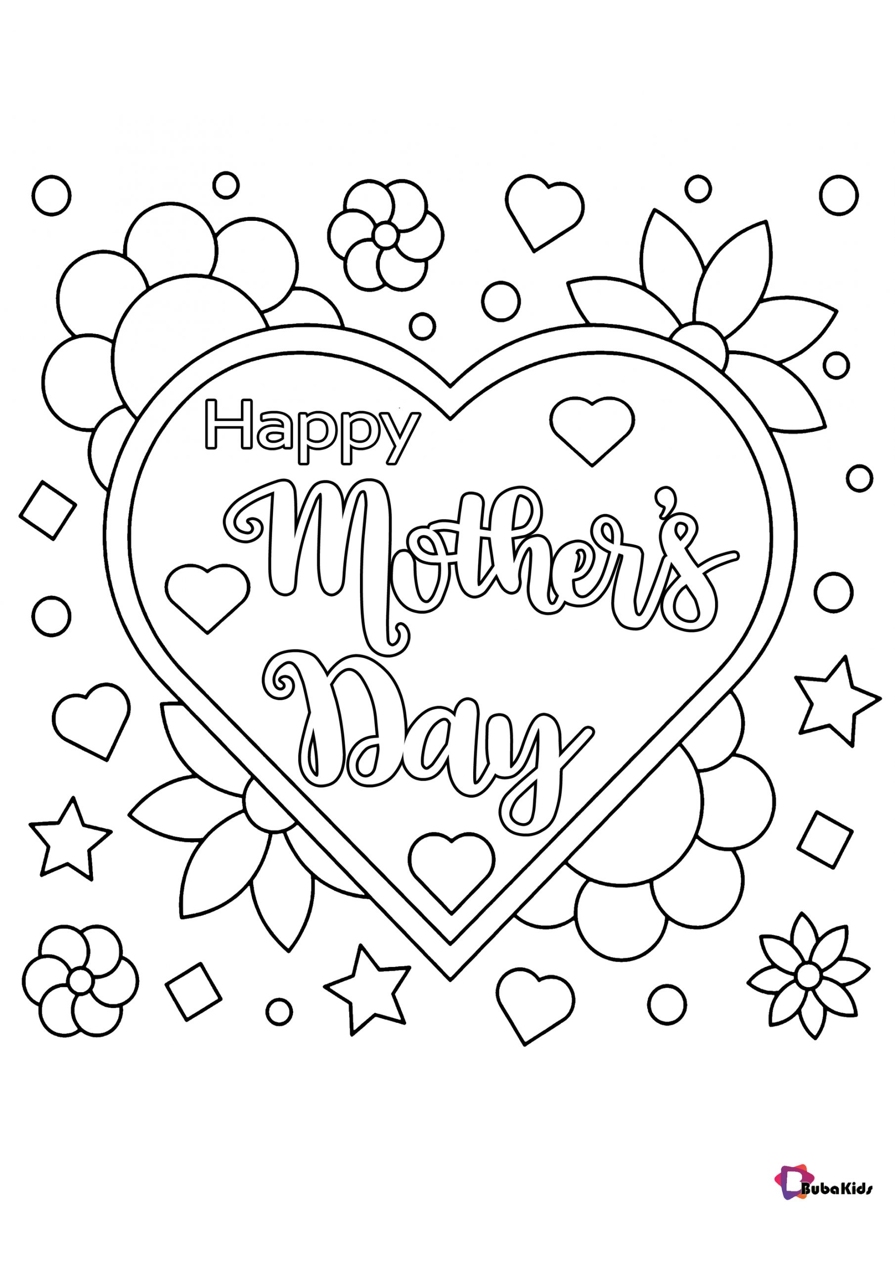Happy mother’s day coloring pages hearts and flowers Wallpaper