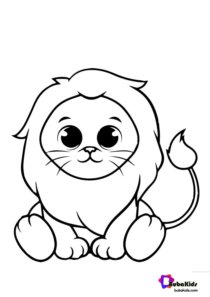 Lion Coloring Page For Toddler | BubaKids.com