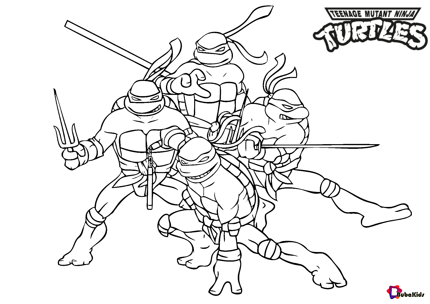 Teenage mutant ninja turtles coloring page for kids Wallpaper