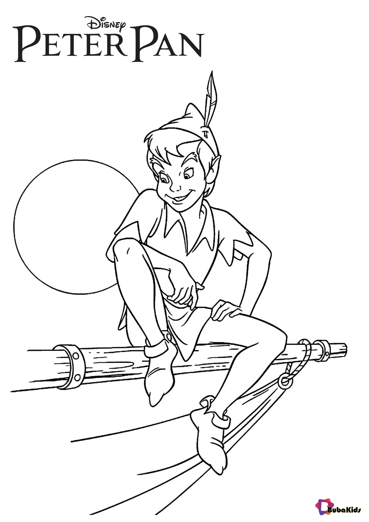 Peter Pan on pirate ship Jolly Roger coloring page Wallpaper