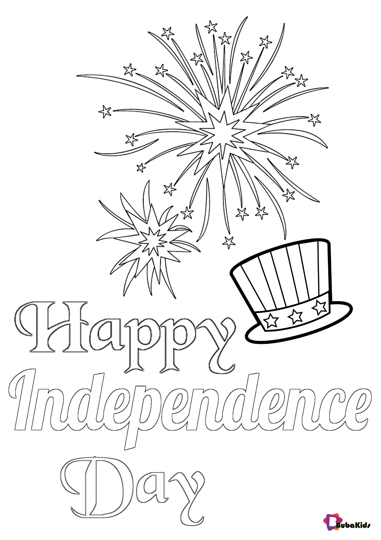 Fireworks Happy Independence Day US 4th of July coloring page Wallpaper