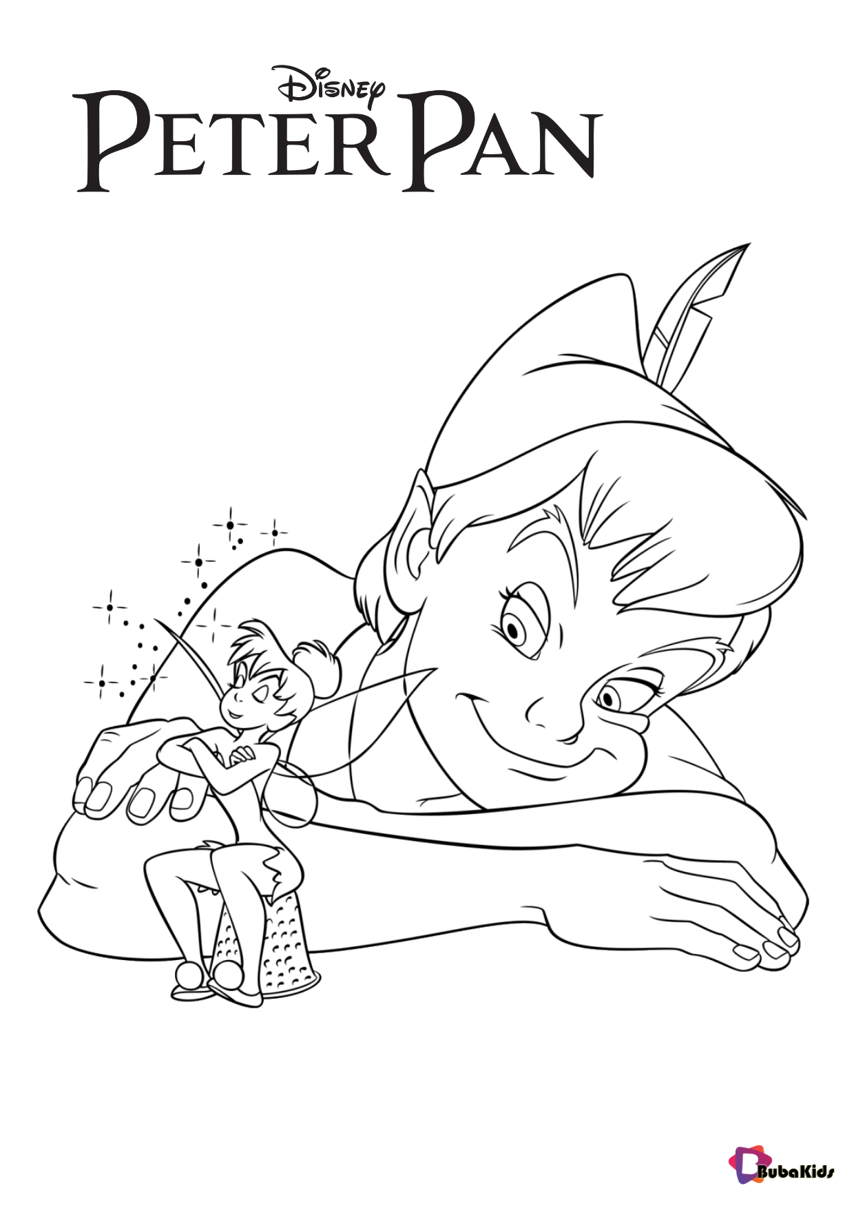 Peter Pan and tinkerbell coloring page Wallpaper