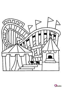 Amusement Park Theme Park Coloring Page 