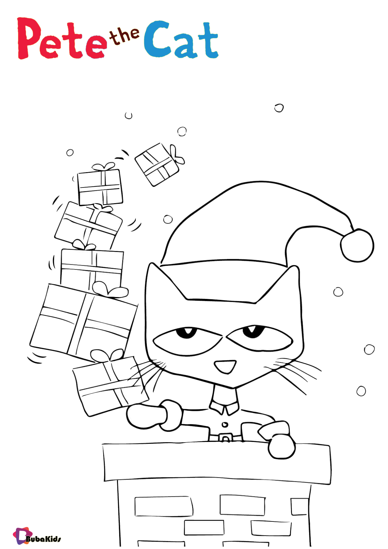 Pete the Cat Cartoon Cat Christmas coloring page bubakids.com Wallpaper
