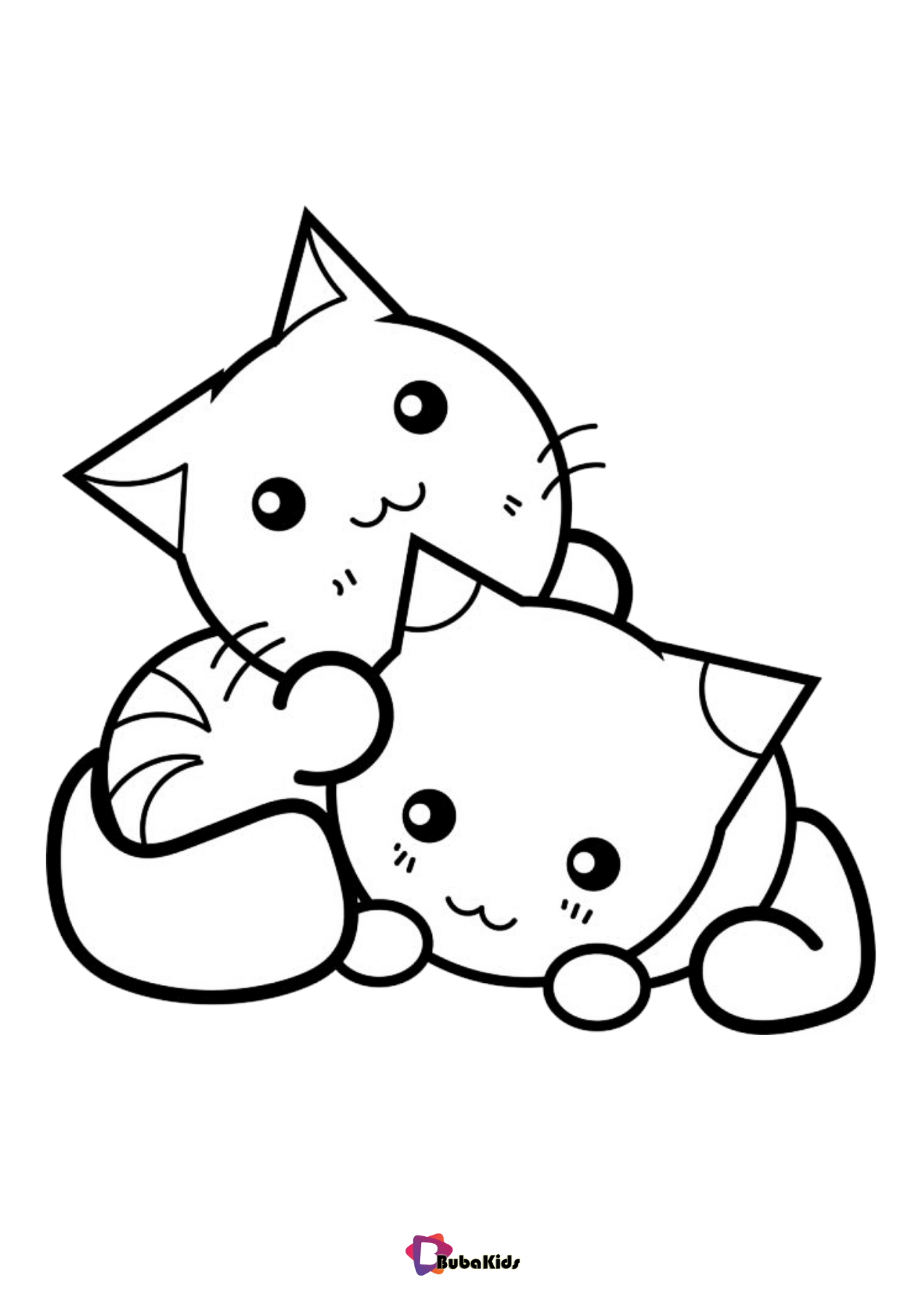Cute kittens coloring pages bubakids cat animal coloring   BubaKids.com