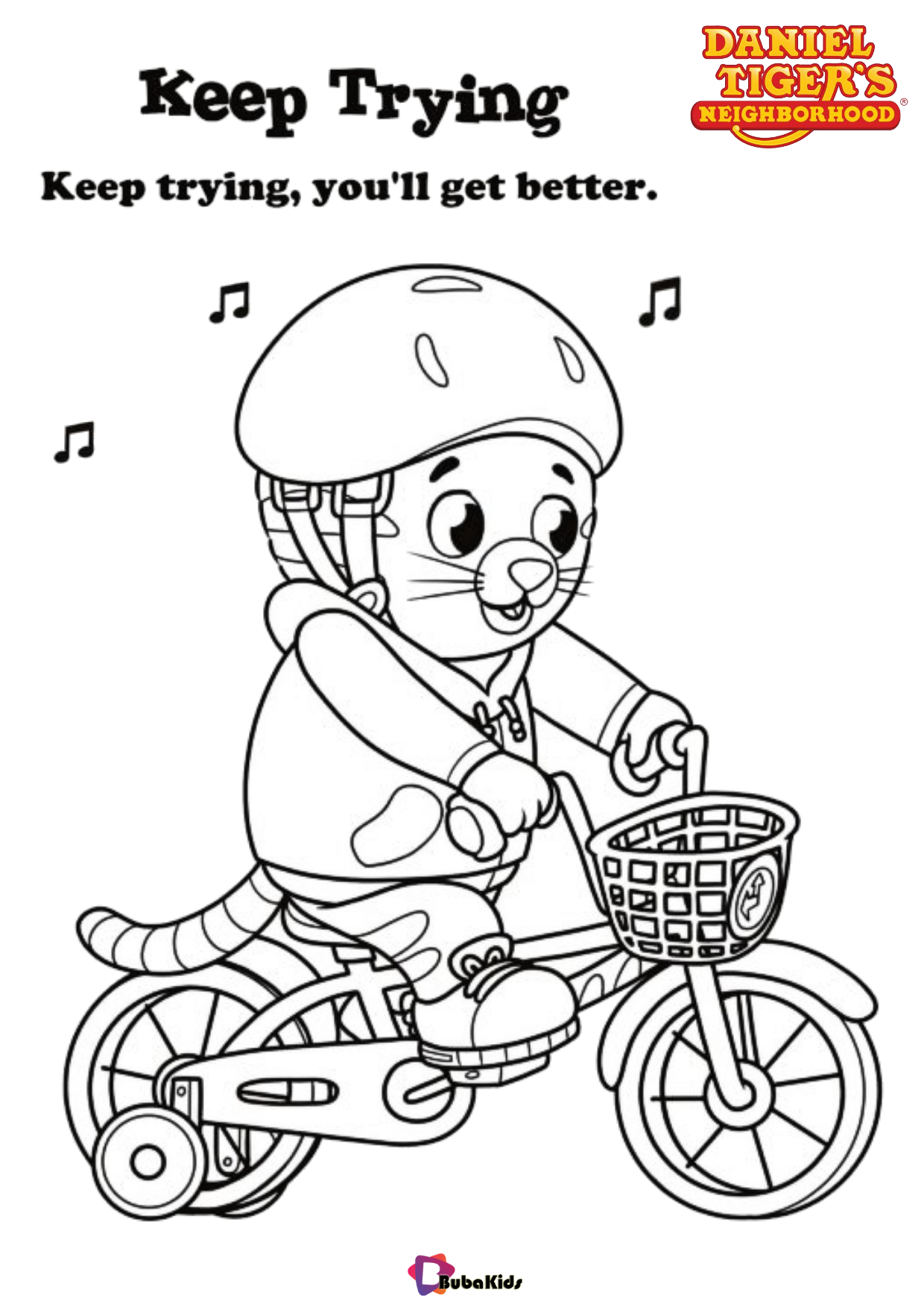 Daniel learns to ride a bike keep trying coloring pages Wallpaper