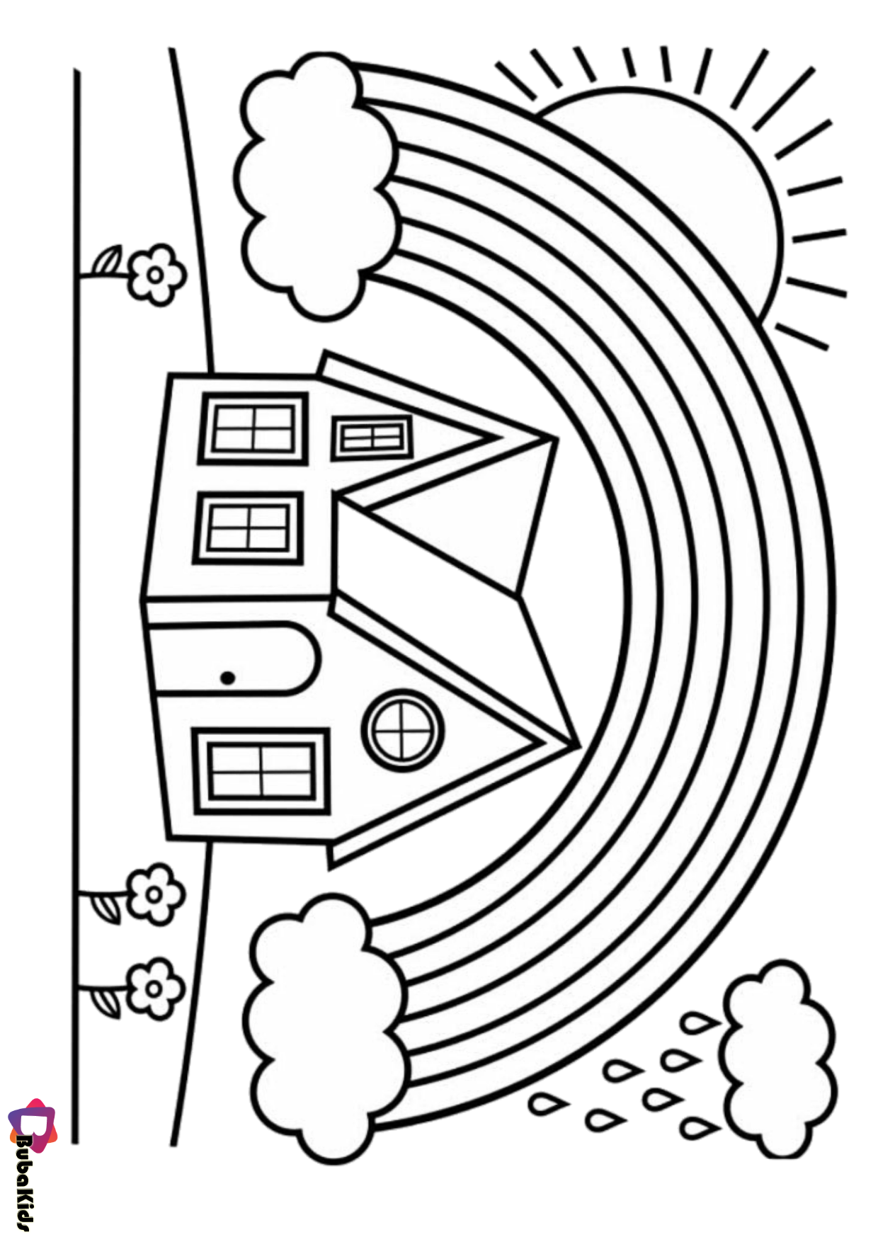 House and rainbow coloring pages Wallpaper