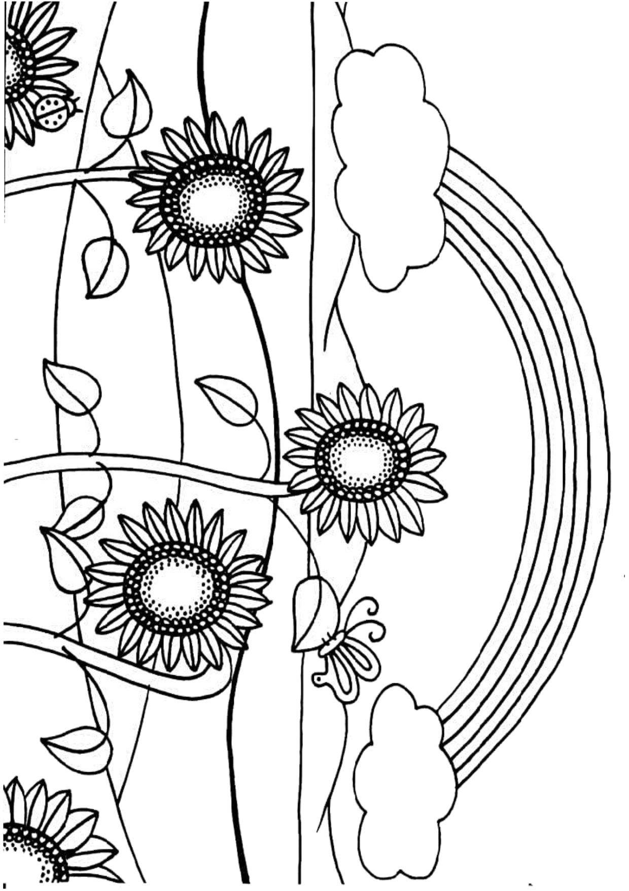 Beautiful rainbow and sun flowers coloring pages Wallpaper