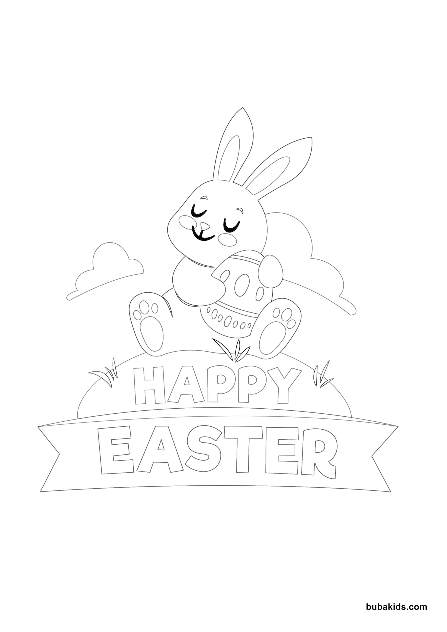 Easter bunny and egg coloring page Wallpaper