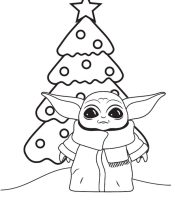 Baby yoda special christmas edition coloring page
