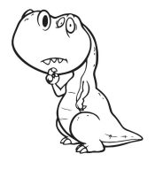 Funny T-Rex dinosaurs coloring page for kids
