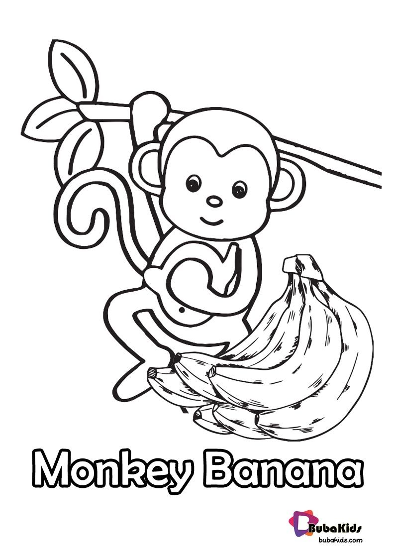Monkey Banana Coloring Page Special For Kids