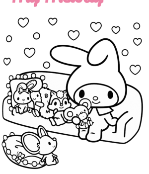 sanrio my melody and friends coloring page