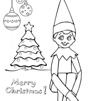 The elf on the shelf and christmas decorations coloring page
