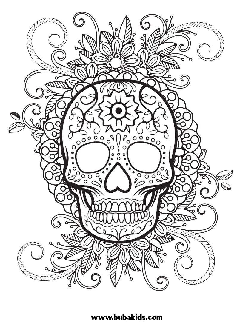 free sugar skull coloring page for kids