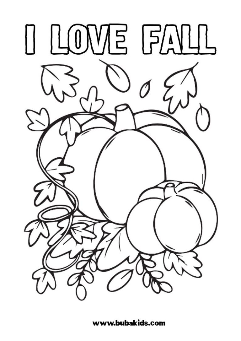 i love fall coloring page for kids | BubaKids.com