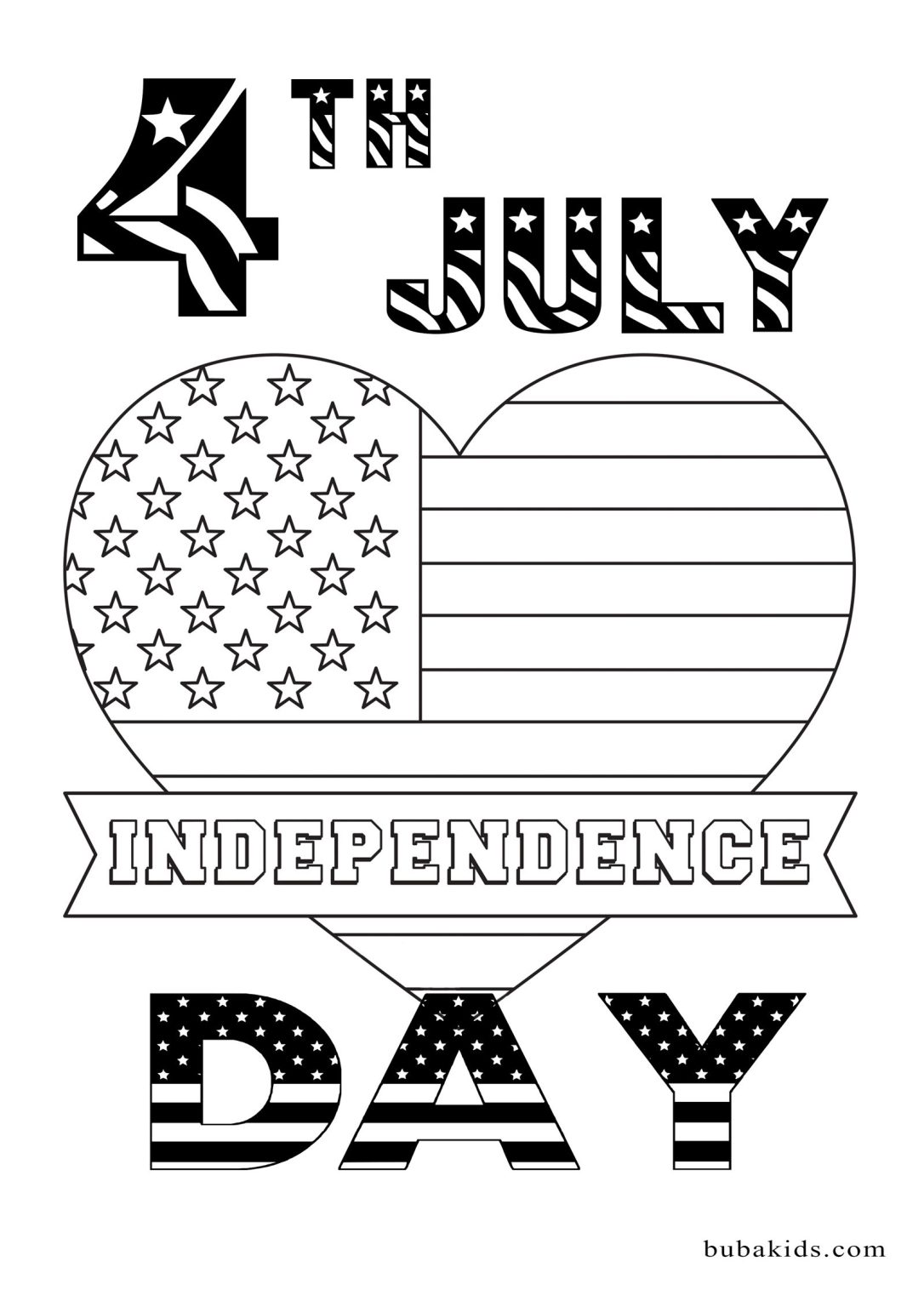 Independence day 4th july coloring page | BubaKids.com