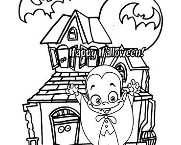 little vampire and haunted house coloring page bubakids
