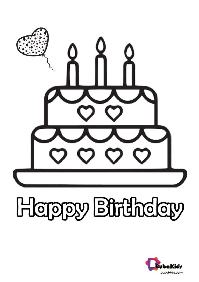 love birthday cake coloring page for kids | BubaKids.com