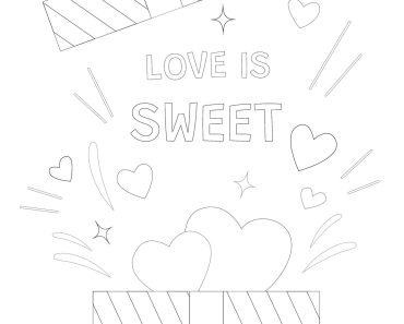 love is sweet happy valentines day card idea coloring page