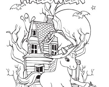 october halloween unicorn coloring page for kids