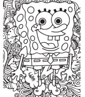 spongebob coloring page be happy