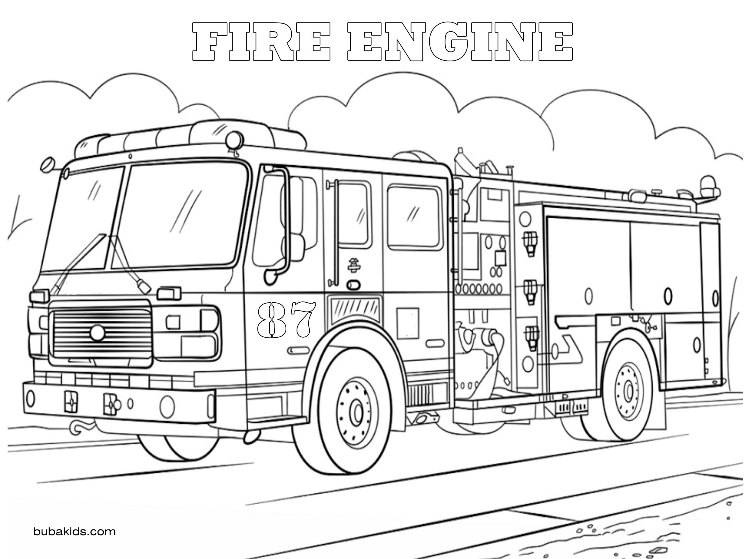 Fire engine coloring pages thank you firefighters coloring | BubaKids.com