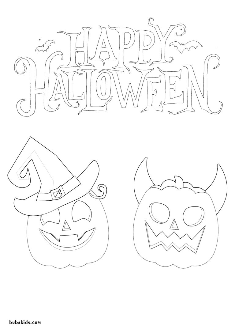 Happy Halloween Easy Coloring Page Bubakids 