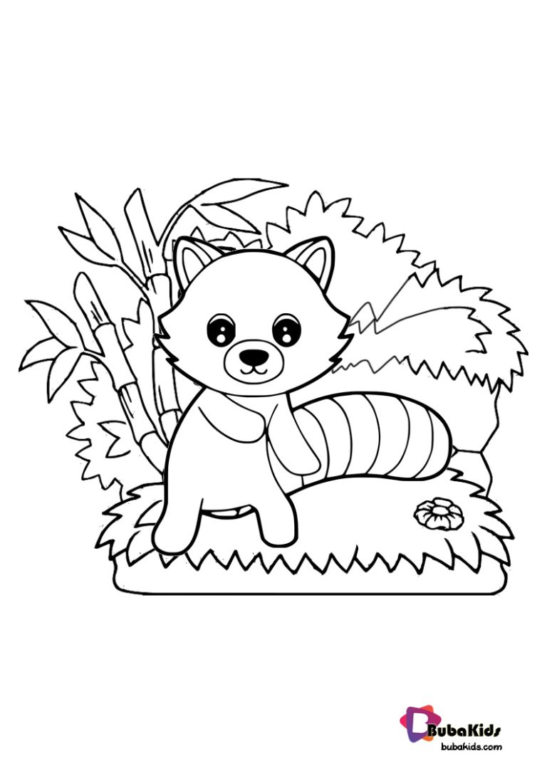 Kawaii Red Panda Coloring Page For Kids | BubaKids.com