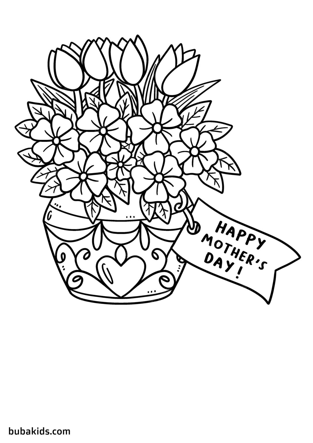 Free and Printable Mother's Day coloring page | BubaKids.com