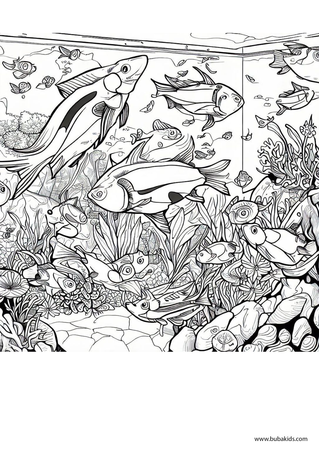 Aquarium coloring page from Fish category