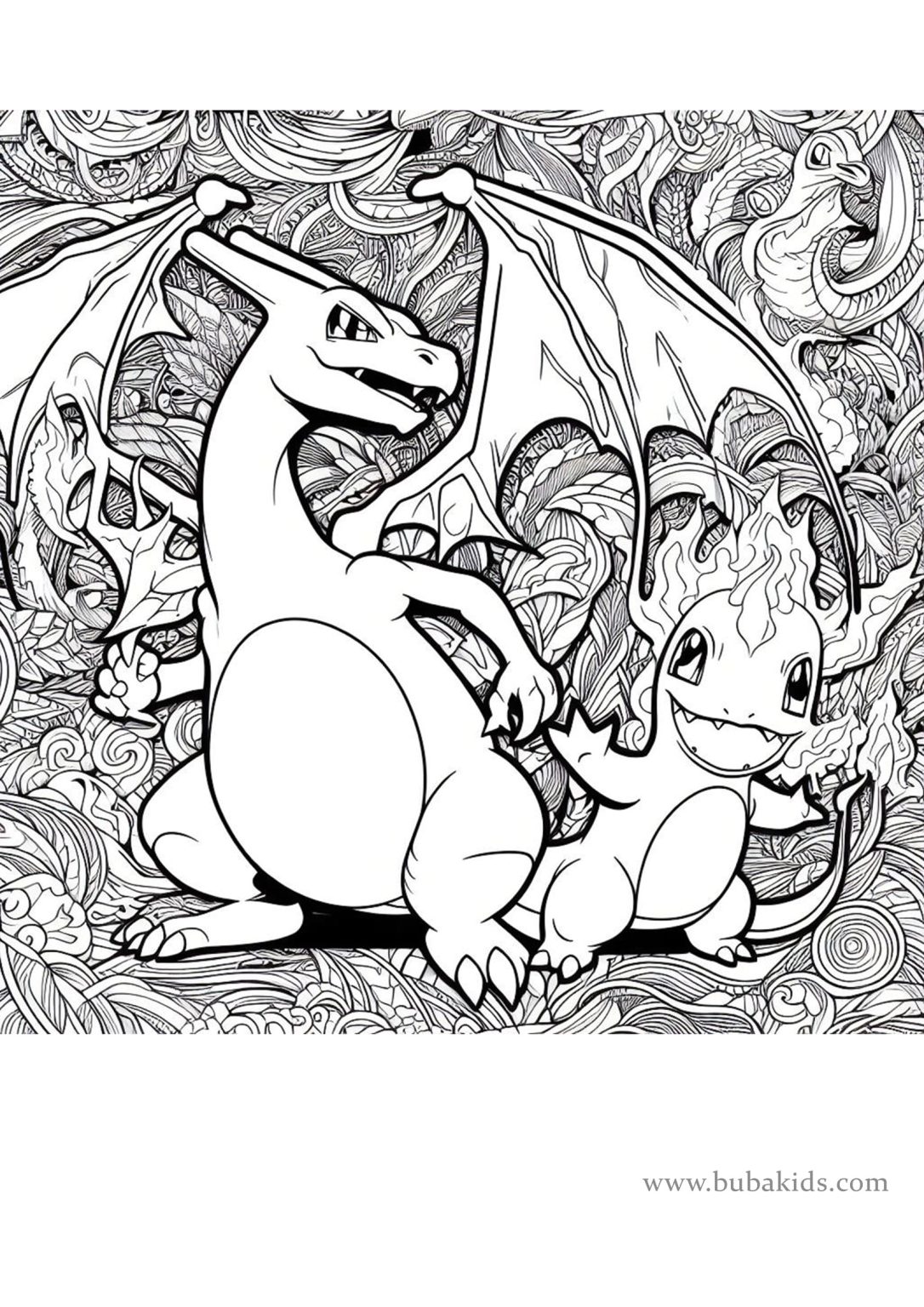 Charizard And Charmander Pokemon Coloring Page | BubaKids.com