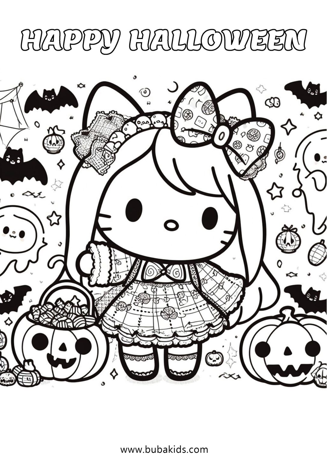 10 Spooktacular Hello Kitty Coloring Sheets for a Hauntingly Fun Halloween