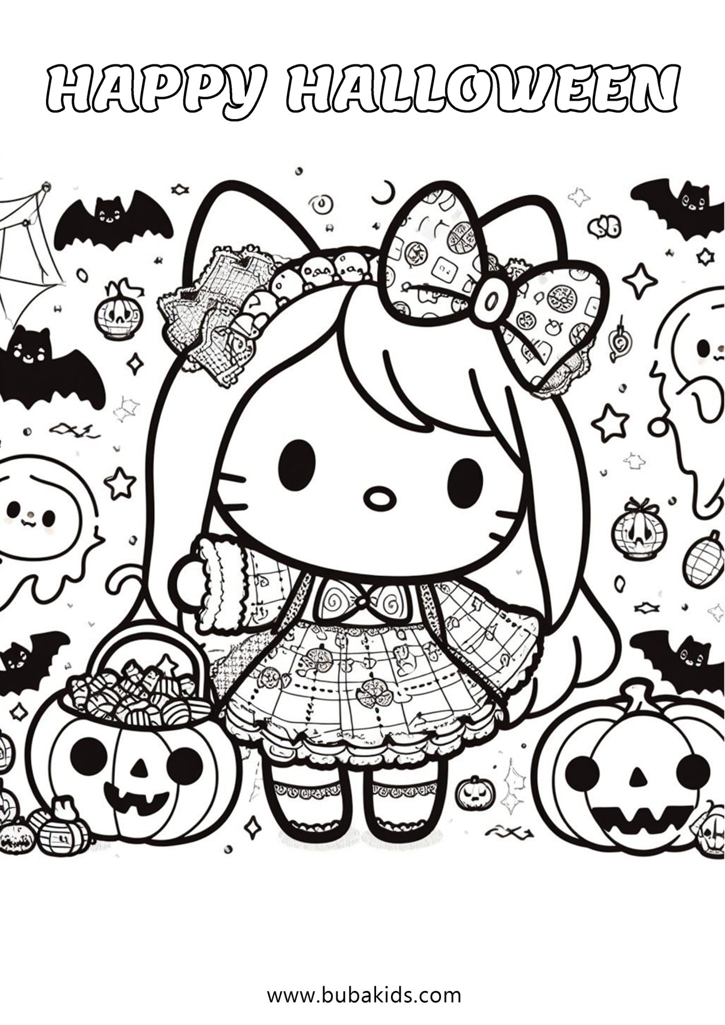 10 Spooktacular Hello Kitty Coloring Pages for a Bewitching Halloween