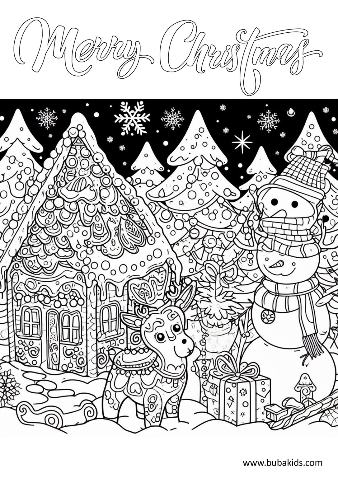 Best christmas theme coloring page | BubaKids.com