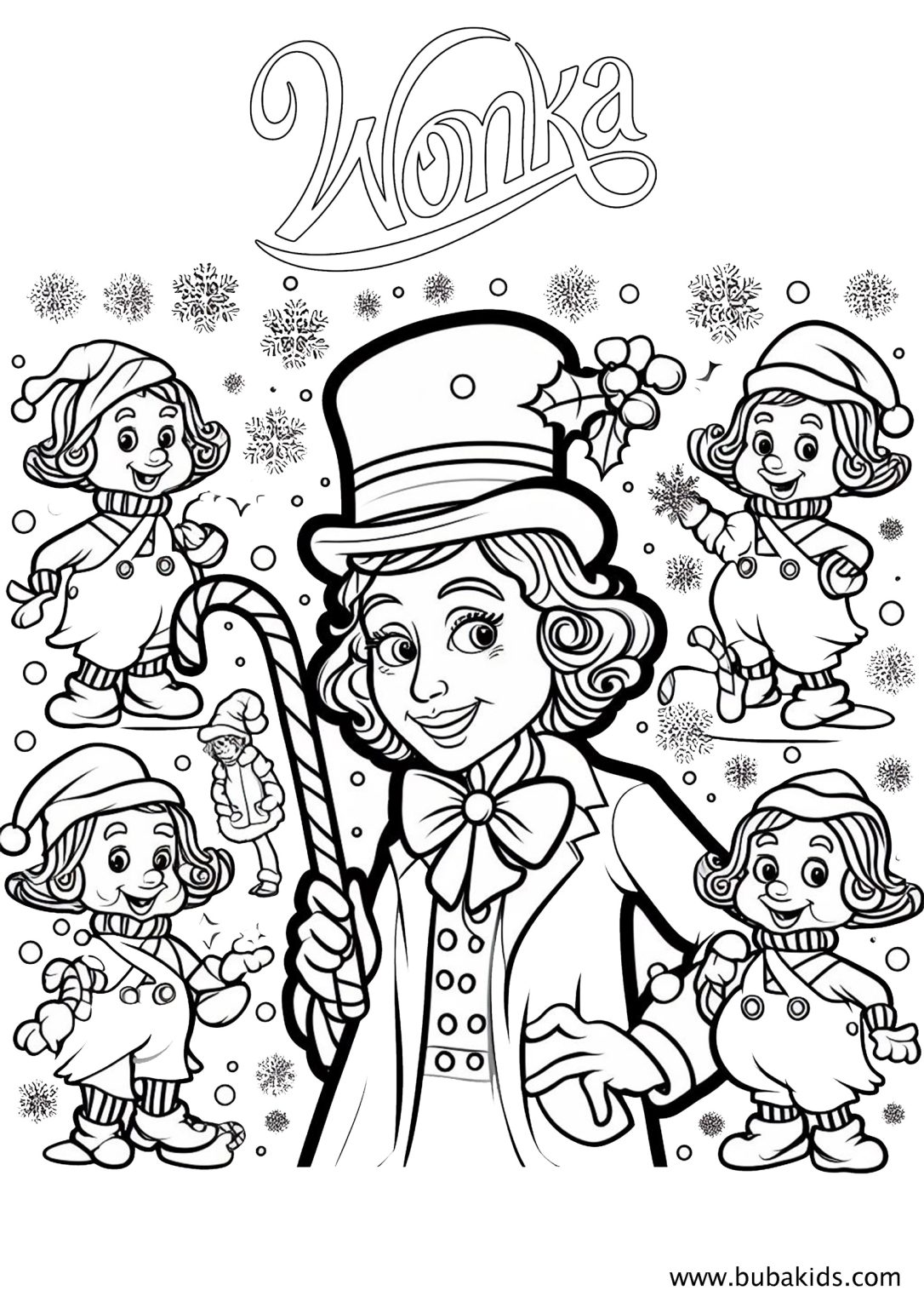 willy wonka christmas printable coloring page